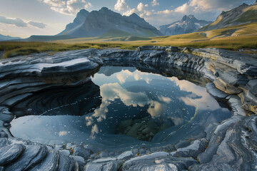 Obraz premium Small Pool of Water Surrounded by Rocks