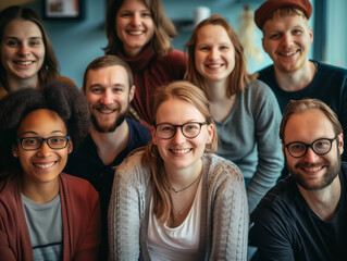 Obraz premium Different races people, multicultural group of young modern people, mixed group of multicultural people look camera, happy people, smile, smiling people
