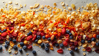 A variety of healthy breakfast ingredients. Generated by AI