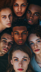Obraz premium Different races people, multicultural group of young modern people, mixed group of multicultural people look camera, happy people, smile, smiling people