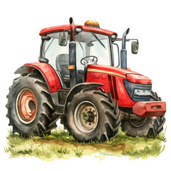 Obraz premium Watercolor illustration of tractor on white