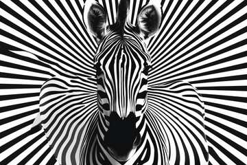 vector black and white background with an optical illusion of zebra stripes, hyperdetailed, hyperrealistic, vector graphics, symmetrical composition