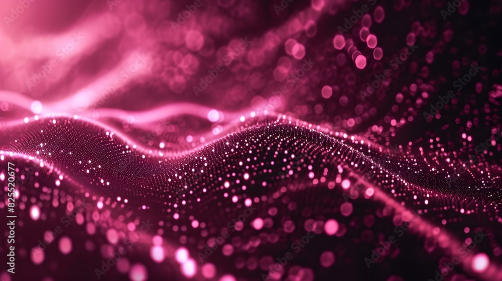 Aufkleber blurred data science background in pink colors. abstract network of dots and lines