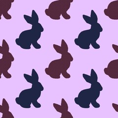 Obraz premium Cartoon Easter rabbit seamless bunnies pattern for wrapping paper and fabrics and linens and kids clothes