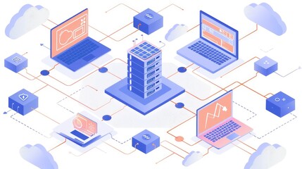 Obraz premium Network for Downloading Cloud Backups