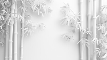 3d bamboo White background 