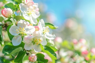 Apple Orchard In Bloom. Beautiful Blooming Apple Trees in Countryside Spring Garden
