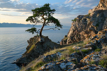 Lake Baikal. Summer evening on Olkhon island. Olkhon Island, Russia