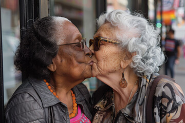 Two women kissing each other