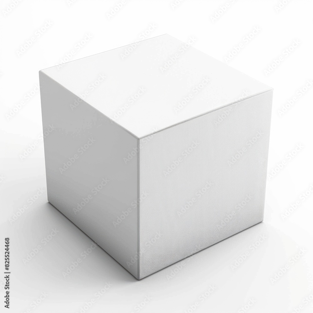 Poster square box. white cube blank box in 3d isolated on white background