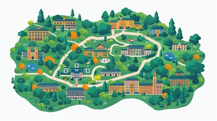 Picture campus map with buildings and pathways