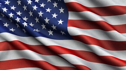 Fototapeta premium Close-up view of a waving American flag, with detailed texture
