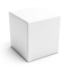 Square Box. White Cube Blank Box from Top Front Side Angle, Three-Dimensional Illustration Isolated on White Background