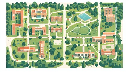 Fototapeta premium Picture campus map with buildings and pathways
