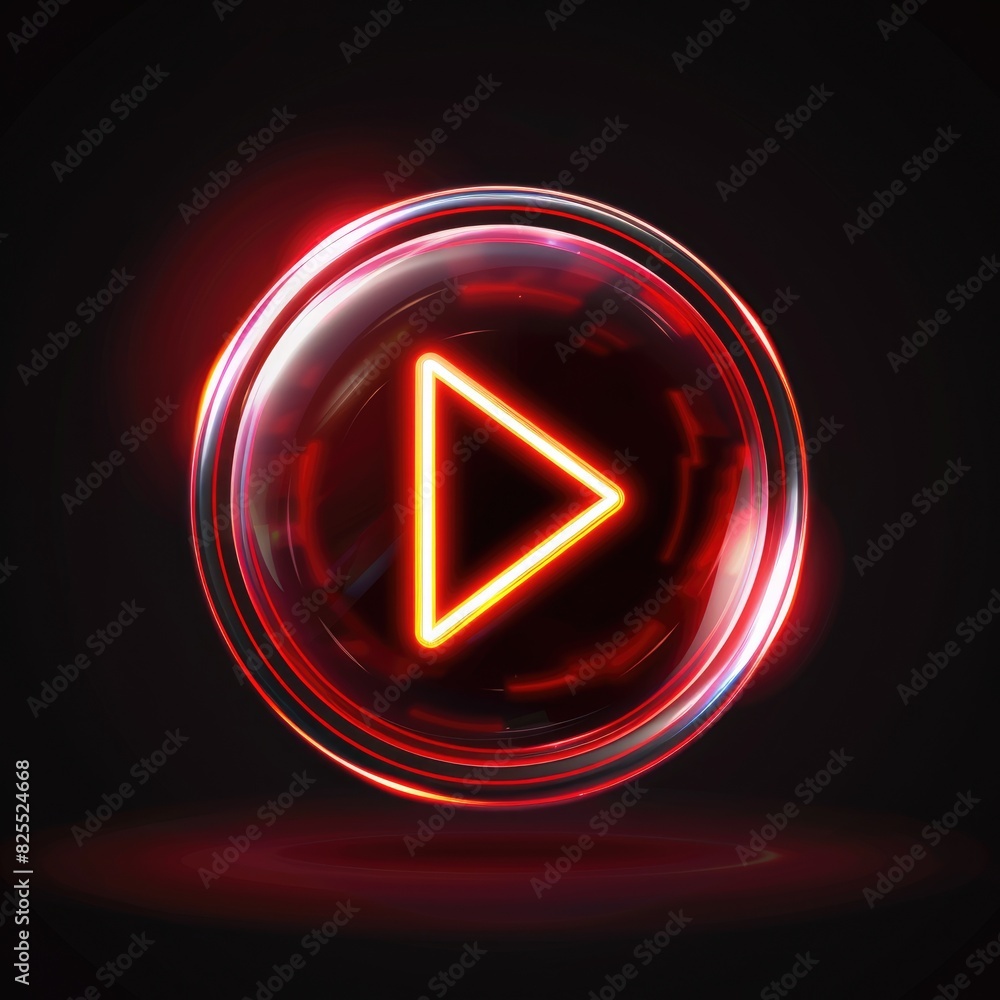 Poster video button. play icon with arrow button for music and video player