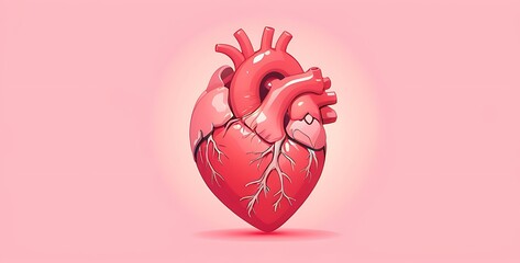 isolated on pastel colors background with copy space, human Heart concept, illustration