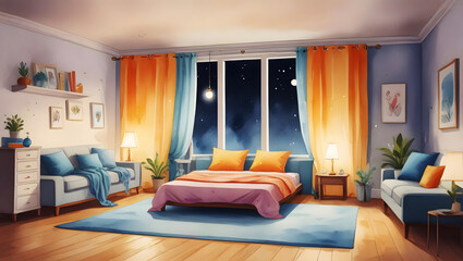 cartoon watercolor style , ai generated