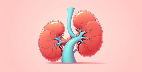 isolated on pastel colors background with copy space, human Kidney concept, illustration