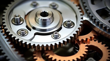 gear of a mechanical mechanism, concept: industry and organization of work with parts and drawings. Production design