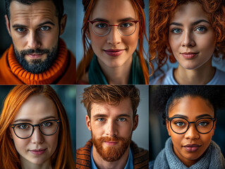 Diverse Young Professionals Mugshot Photos: Fashionable Creatives