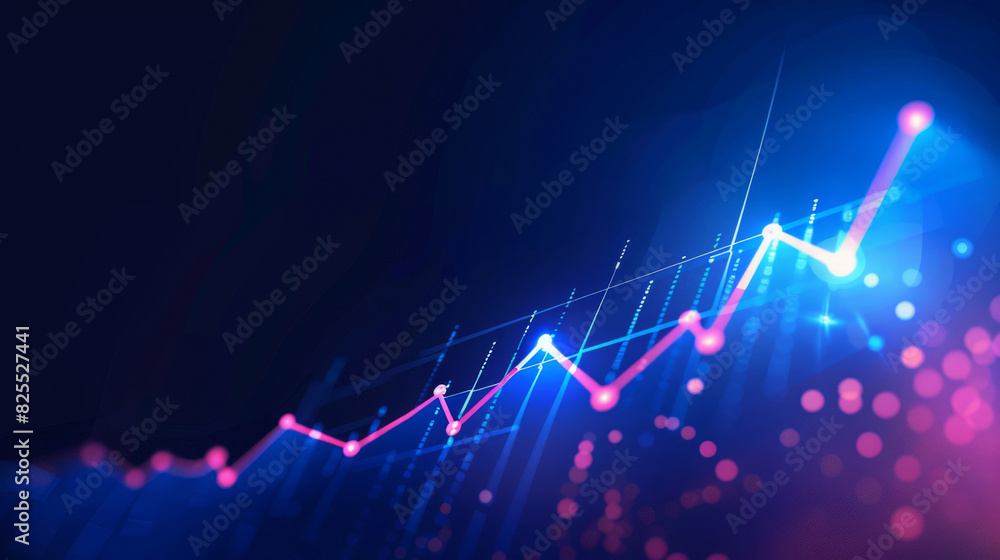 Poster illustration of economic trends and inflation on a digital screen with a dynamic graph