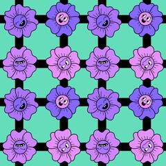Cartoon flower seamless pattern for wrapping paper and fabrics and linens and kids clothes print