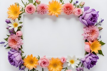 a frame made of various flowers