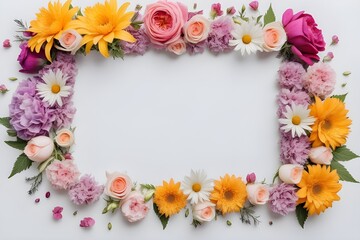 Fototapeta premium a frame made of various flowers