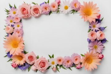 Fototapeta premium a frame made of various flowers