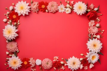 a frame made of various flowers