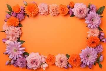 a frame made of various flowers