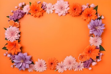 Fototapeta premium a frame made of various flowers