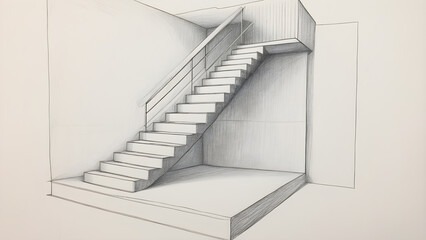 Stair concept sketch, staircase idea sketch