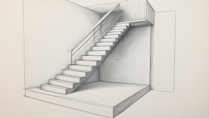 Obraz premium Stair concept sketch, staircase idea sketch