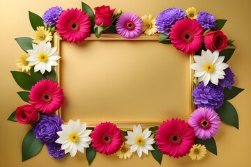 Obraz premium a frame made of various flowers