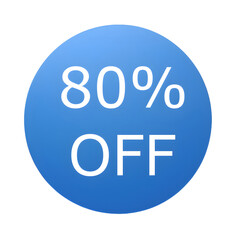A round blue sticker with white text announcing a 80% discount. Perfect for sales and promotions	