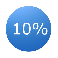 A round blue sticker with white text announcing a 10% discount. Perfect for sales and promotions	

