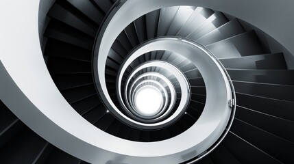 Fototapeta premium A spiral staircase is reminiscent of the intricate paths that electrons follow around an atoms nucleus.