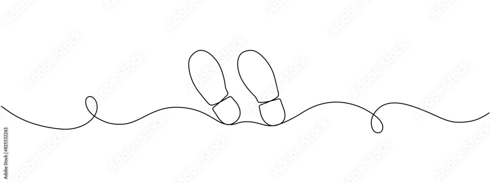 Poster shoe print icon drawn with one continuous line. single line frame with shoe print. vector editable l