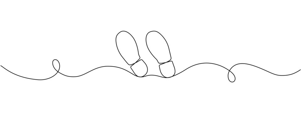 recommend clip art: Shoe print icon drawn with one continuous line. Single line frame with shoe print. Vector editable line illustration