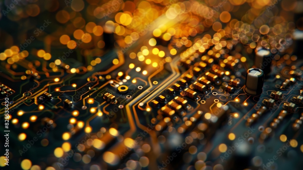 Aufkleber extreme closeup of a section of a circuit board revealing numerous tiny dots and dashes representing