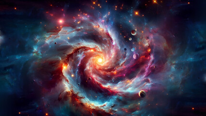 Galaxies and Nebulae in Space: An Abstract Cosmic Backdrop





