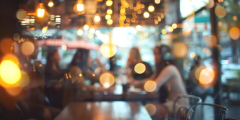 Blurred view of a couple sitting at a bar