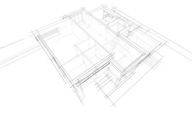 house building sketch architecture 3d illustration