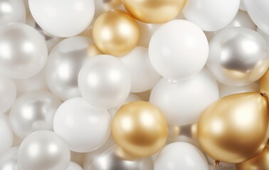 abstract background of white and golden balloons