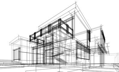 architectural sketch of a house