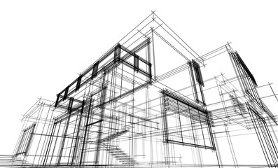 house building sketch architecture 3d illustration