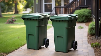 garbage containers filled with waste. Concept: removal of a city landfill. Cleaning in public places.