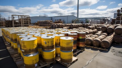 Fototapeta premium garbage containers filled with waste. Concept: removal of a city landfill. Cleaning in public places.