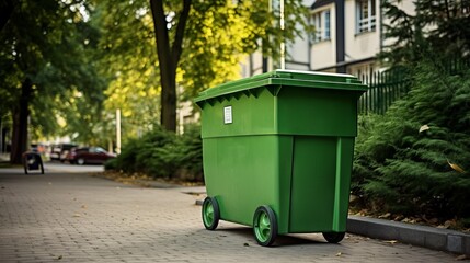 garbage containers filled with waste. Concept: removal of a city landfill. Cleaning in public places.
